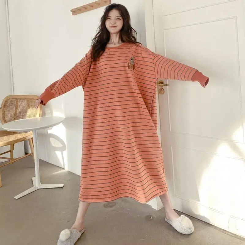 Женская пижама, осенне-зимняя женская одежда в стиле ретро, нежный ветер, фланелевое ночное платье с флисовой подкладкой, домашняя одежда Изображение 4