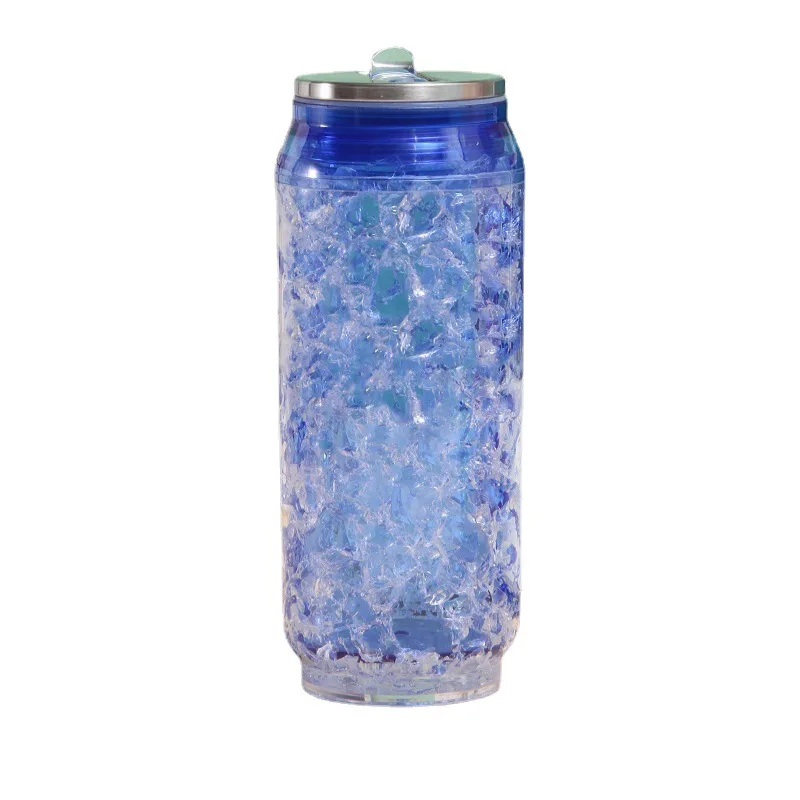 креативная двухслойная бутылка для воды с соломенной крышкой объемом 500 мл с популярным дизайном колы и колотого льда, Пластиковая подарочная чашка для напитков Изображение 4