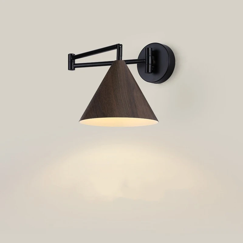 Новый продукт Черная роботизированная рука Круглого деревянного цвета Классические Простые светильники Настенный светильник для дома, спальни, Бра Изображение 4