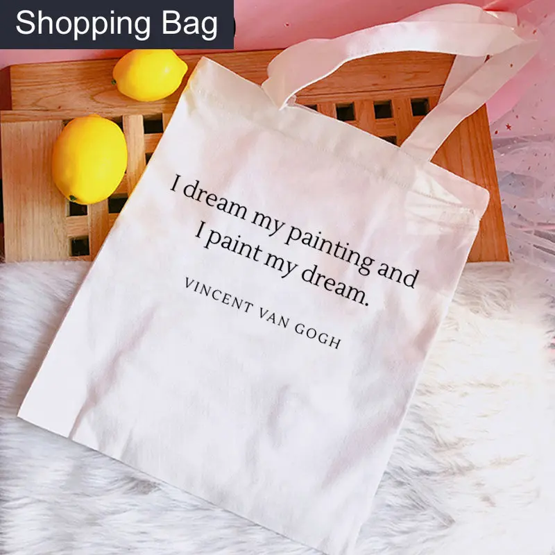 Сумка-Тоут Van Gogh Shopping Bag Recycle Bag Shopper Многоразовая Холщовая Хлопчатобумажная сумка Для покупок Bolsa Compra Cloth Shoping Sacola Sacolas Изображение 1