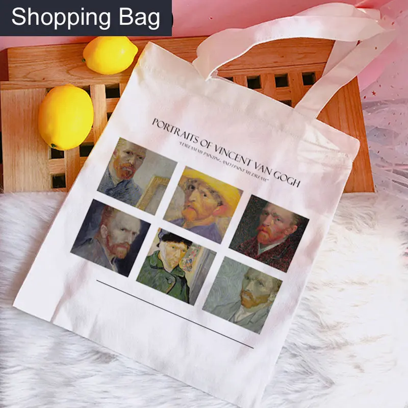 Сумка-Тоут Van Gogh Shopping Bag Recycle Bag Shopper Многоразовая Холщовая Хлопчатобумажная сумка Для покупок Bolsa Compra Cloth Shoping Sacola Sacolas Изображение 4