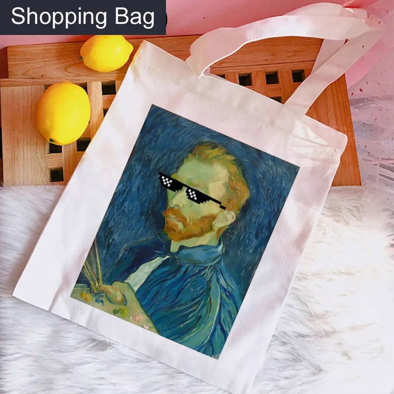 Сумка-Тоут Van Gogh Shopping Bag Recycle Bag Shopper Многоразовая Холщовая Хлопчатобумажная сумка Для покупок Bolsa Compra Cloth Shoping Sacola Sacolas Изображение 5
