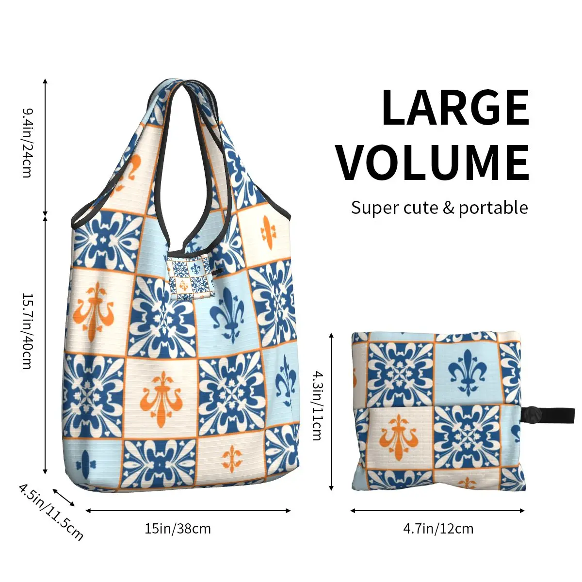 Женская сумка для покупок с рисунком Флер Де Лис, женская портативная сумка для покупок с цветком Лилии большой емкости Изображение 5
