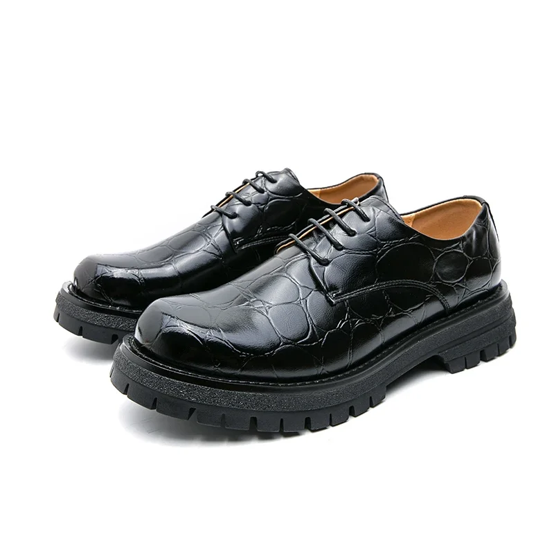 Роскошные Брендовые Оксфордские туфли на шнуровке с круглым носком и толстой подошвой, Зеленые кожаные туфли, Деловая обувь, Высококачественная повседневная обувь Изображение 5