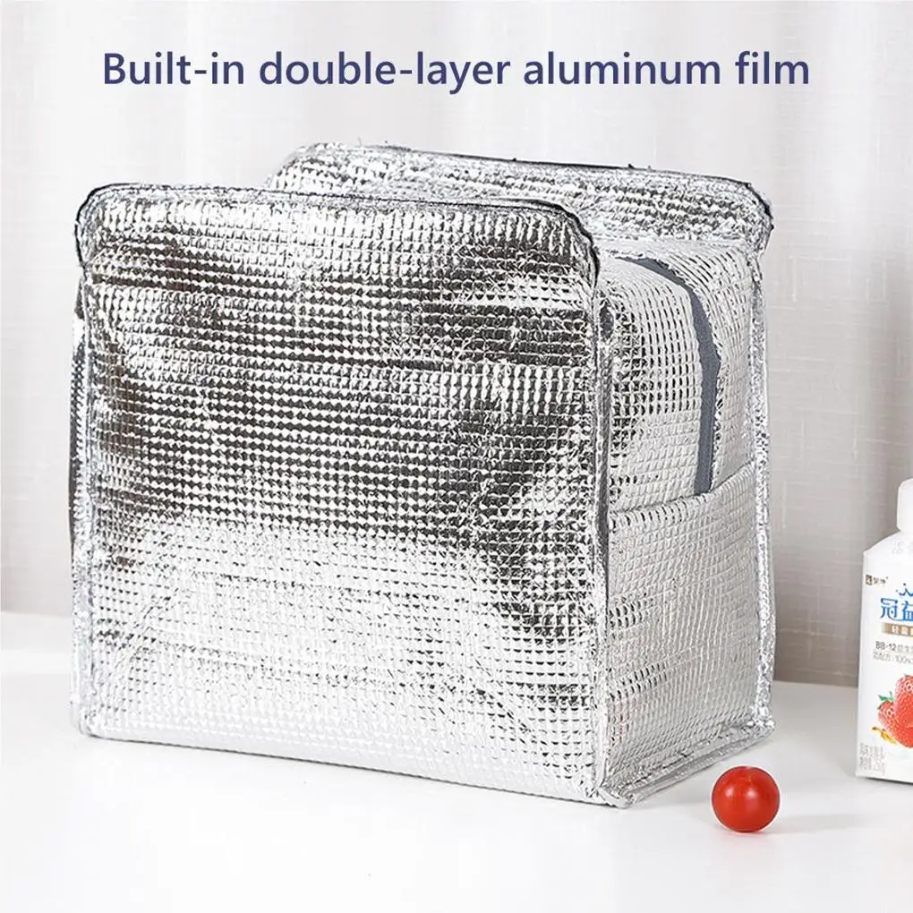 Изолированная сумка для ланча, водонепроницаемая широко открытая термосумка для пикника, розовая Изображение 4