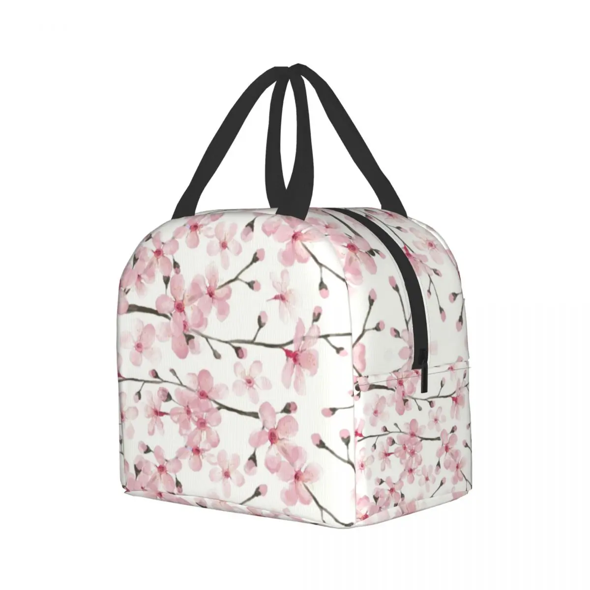 Японская вишневая изолированная сумка для ланча с цветочным рисунком, Многоразовый холодильник, термос для еды, Ланч-бокс для работы, учебы и путешествий Изображение 1