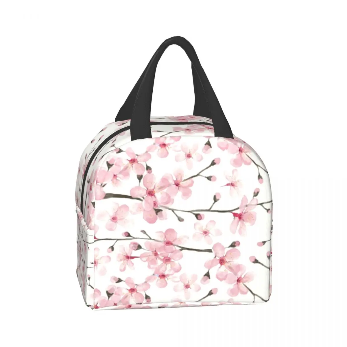 Японская вишневая изолированная сумка для ланча с цветочным рисунком, Многоразовый холодильник, термос для еды, Ланч-бокс для работы, учебы и путешествий Изображение 2