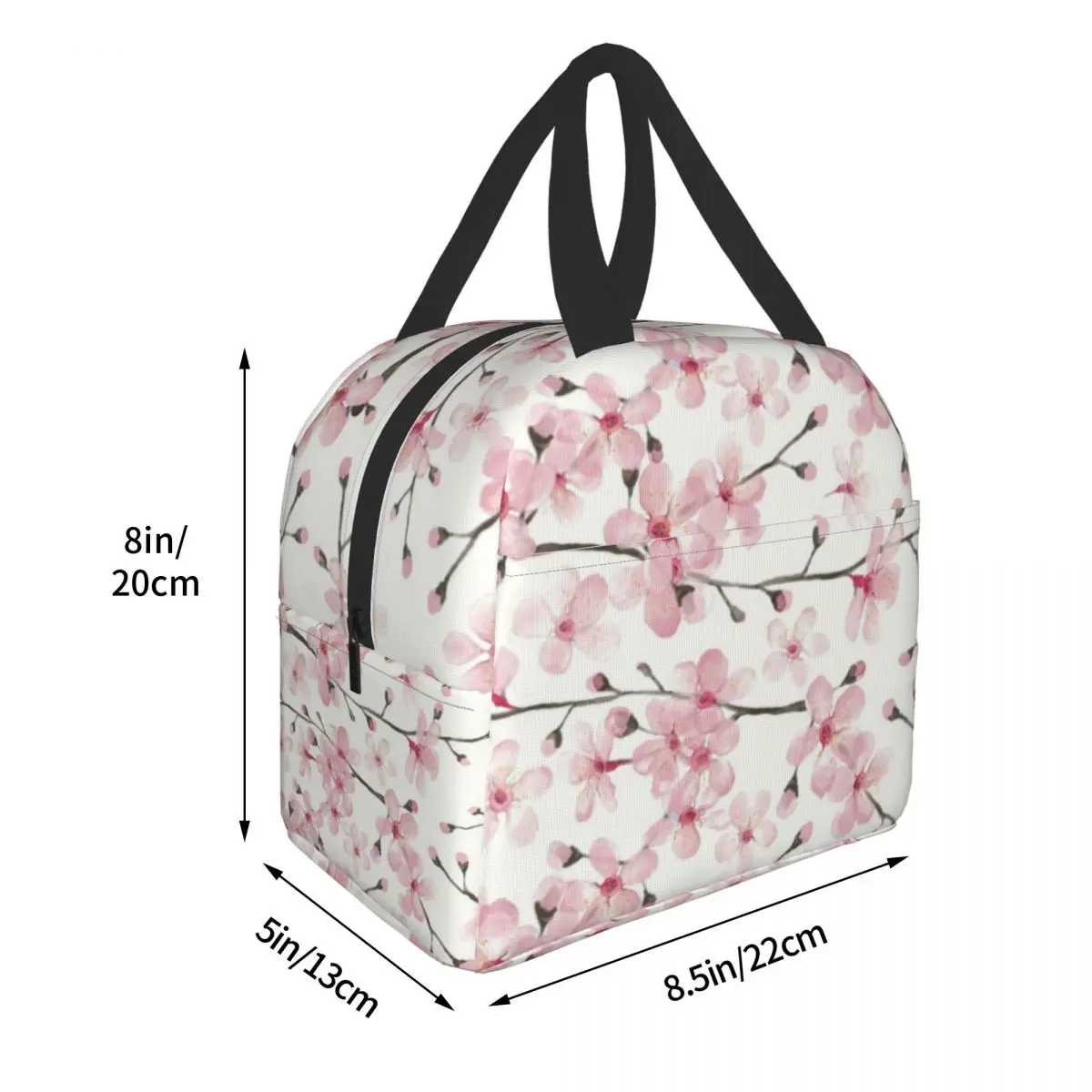 Японская вишневая изолированная сумка для ланча с цветочным рисунком, Многоразовый холодильник, термос для еды, Ланч-бокс для работы, учебы и путешествий Изображение 3