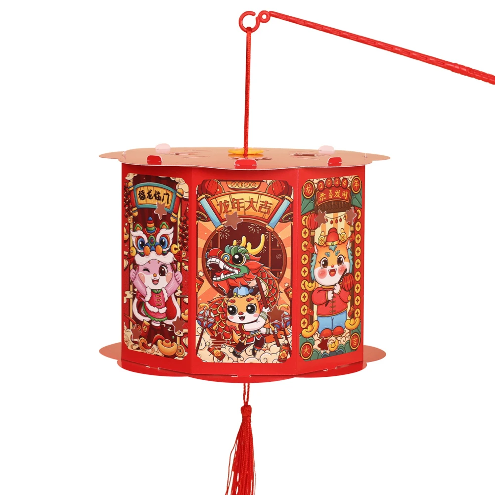 Красный китайский фестивальный фонарь, традиционные бумажные фонарики ручной работы, Новый фестивальный фонарь в Год дракона для праздника фестиваля Изображение 4