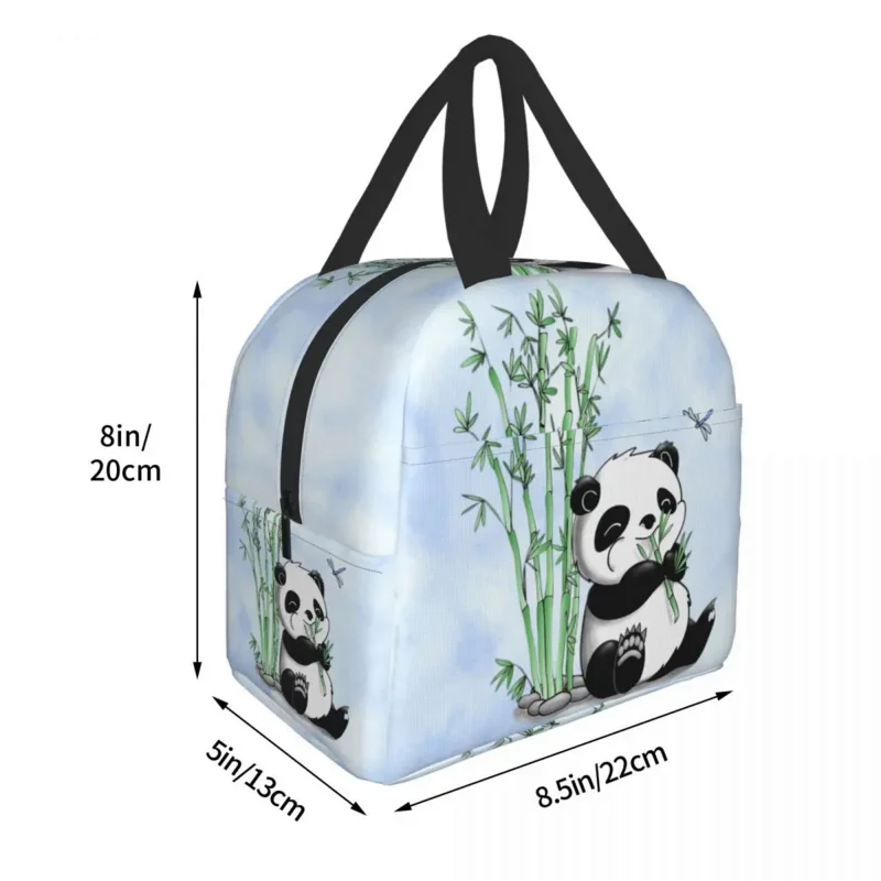 Изолированная сумка для ланча с изображением медведя панды для кемпинга, путешествий, Портативный термоохладитель, ланч-бокс для женщин, детей, сумки для хранения продуктов для пикника Изображение 3