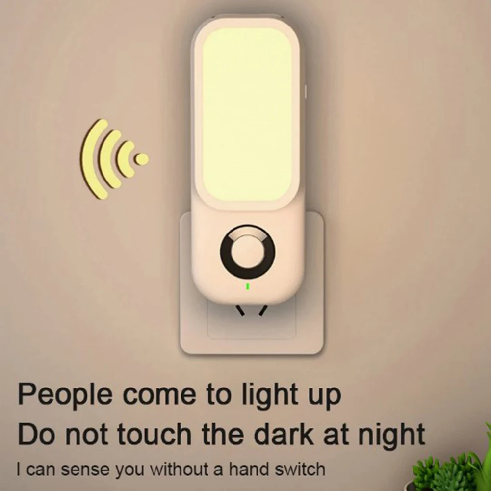 Светодиодный ночник с датчиком движения, креативный домашний датчик беспроводной зарядки, Подключаемый датчик освещенности, фонарик для спальни, прихожей Изображение 1