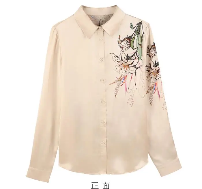 Рубашка с принтом, женские модные рубашки с длинными рукавами и цветочным рисунком, женский топ Изображение 4
