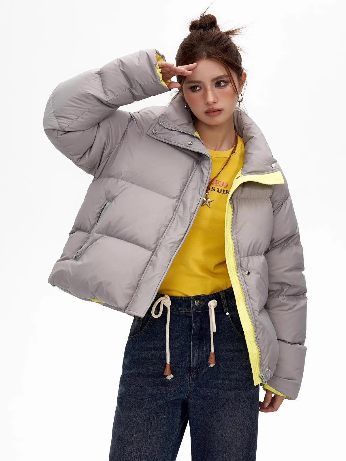 Женская зимняя новая утолщенная теплая куртка с хлопковой подкладкой 2023, Теплые парки в корейском стиле со свободным воротником-стойкой Изображение 1